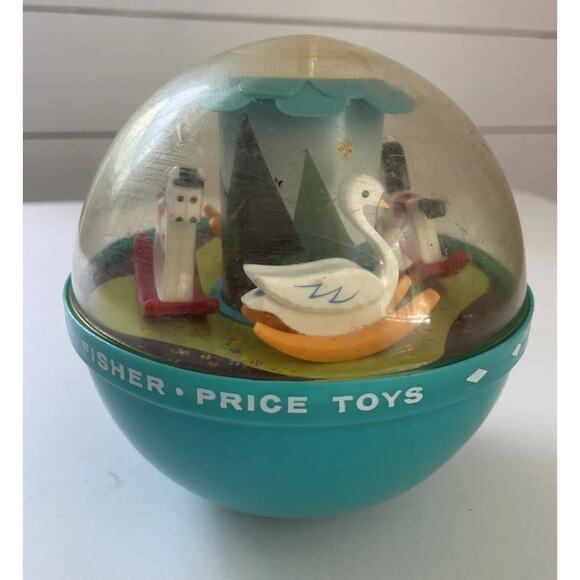 Vintage 1966 Fisher Price Toys Roly Poly Chime Ball Musical Baby Carousel - Picture 1 of 5